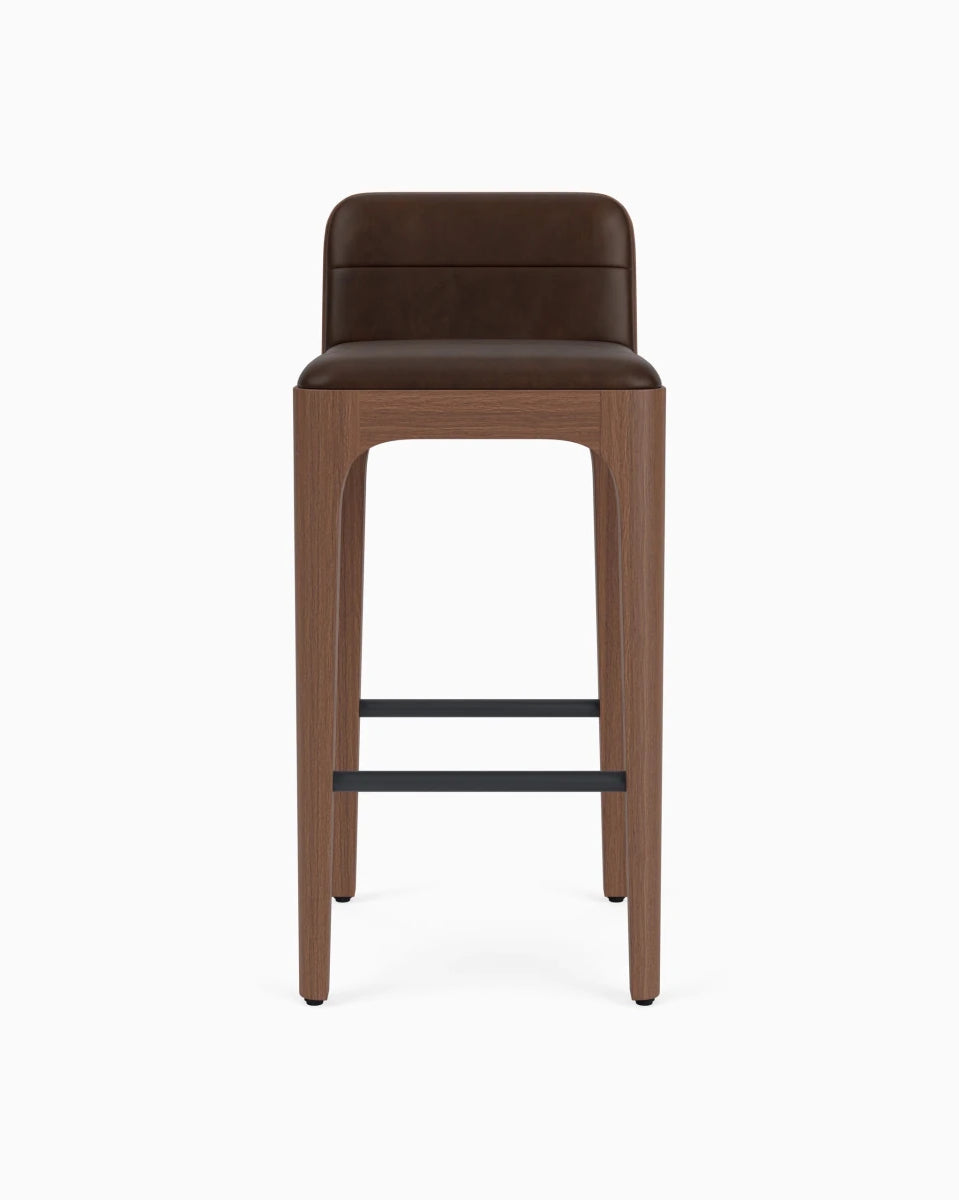 Maple Leather Seat / Walnut Frame / Bar (30.5" Height)