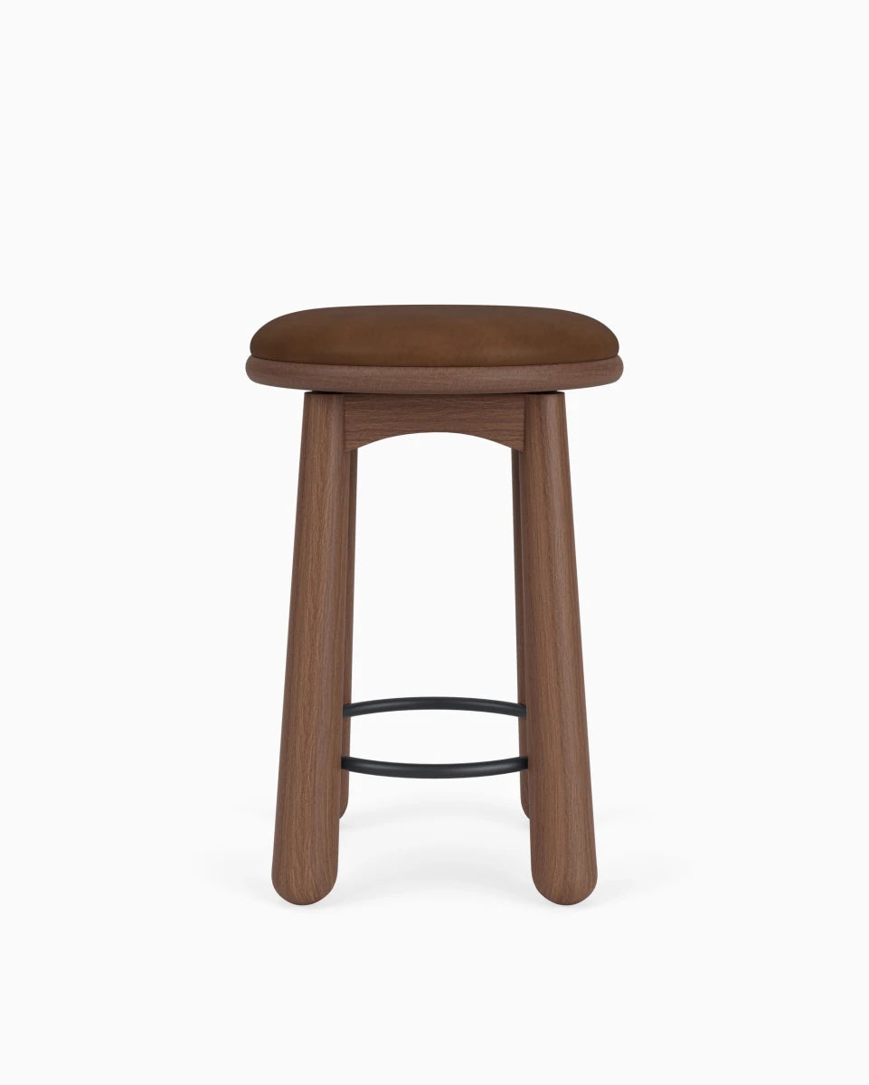 Chestnut Brown Leather Seat / Walnut / Counter (24.5" Height)