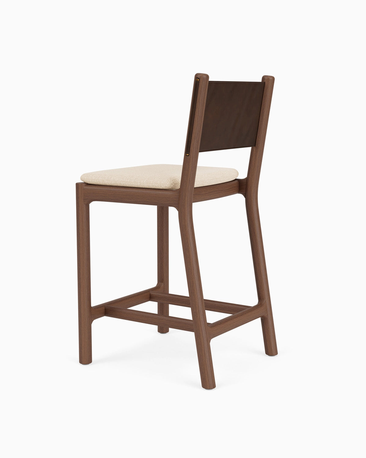 Oat Woven Seat / Maple Brown Leather Back / Walnut Frame