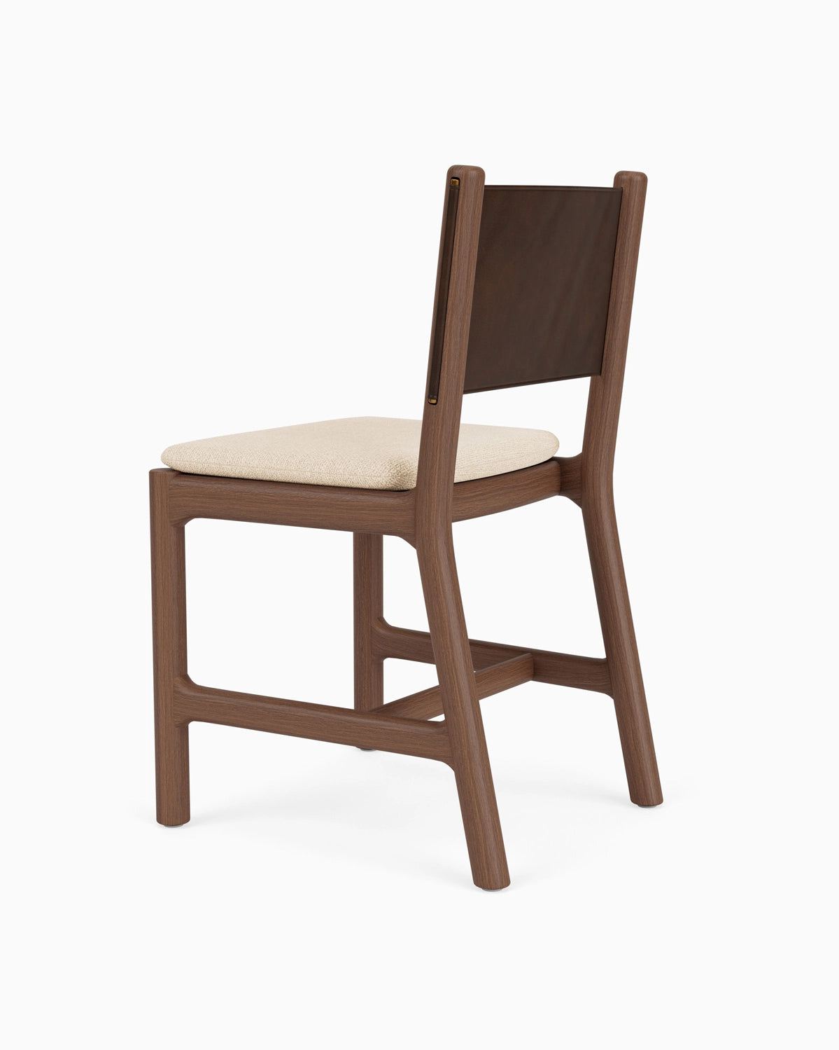 Oat Woven Seat / Maple Brown Leather Back / Walnut Frame