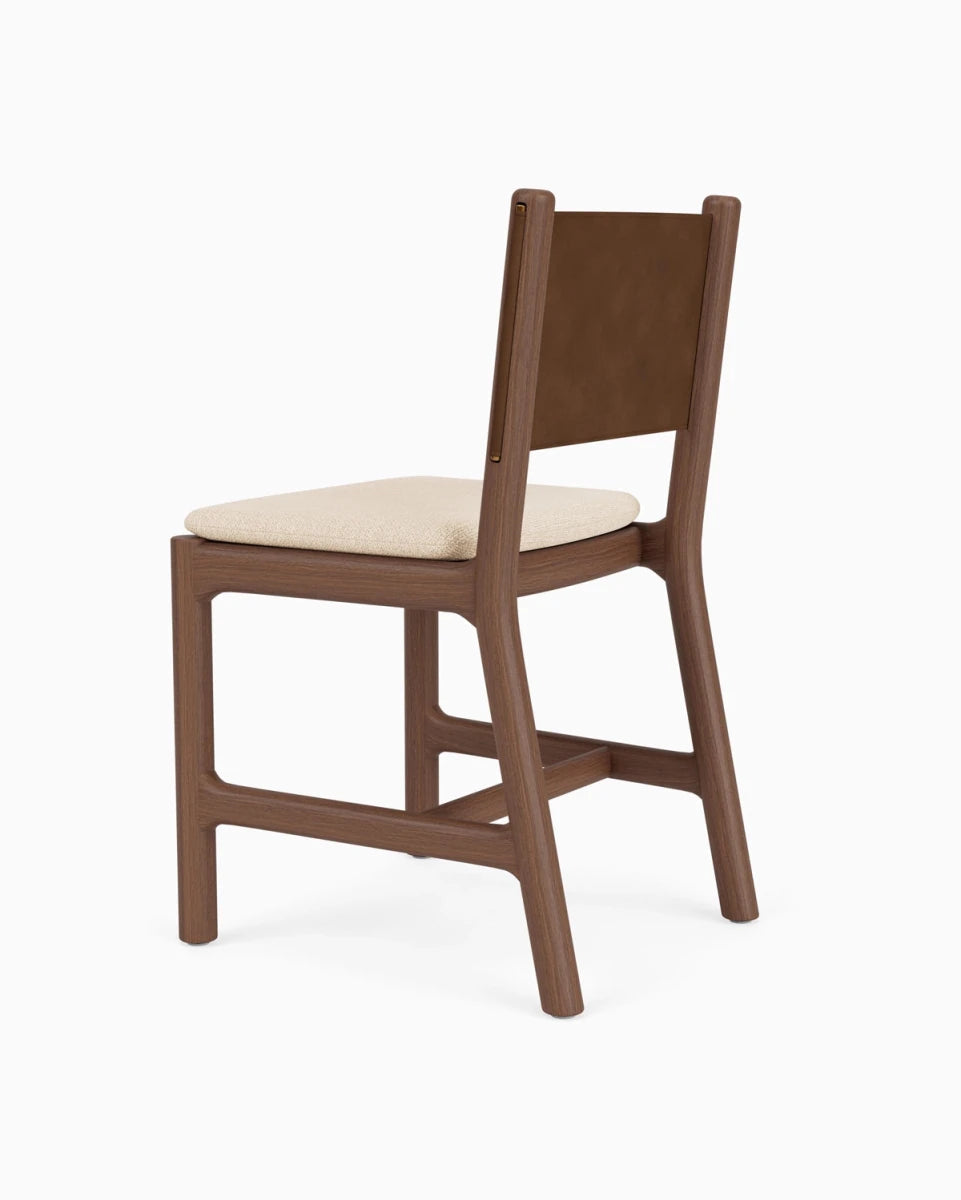 Oat Woven Seat / Chestnut Brown Leather Back / Walnut Frame