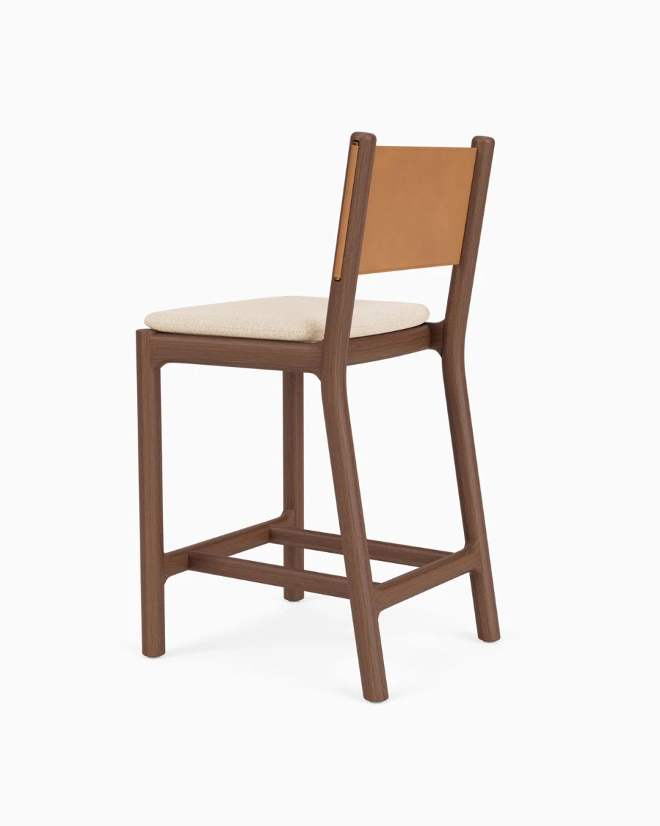 Oat Woven Seat / Saddle Leather Back / Walnut Frame