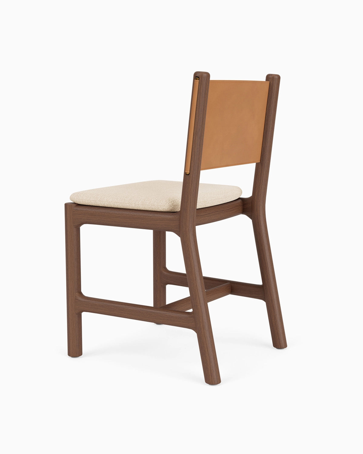 Oat Woven Seat / Saddle Leather Back / Walnut Frame