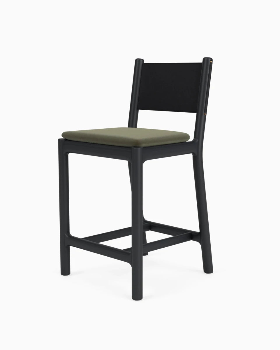 Balsam Velvet Seat / Black Leather Back / Ebony Oak Frame / Counter (26" Height)