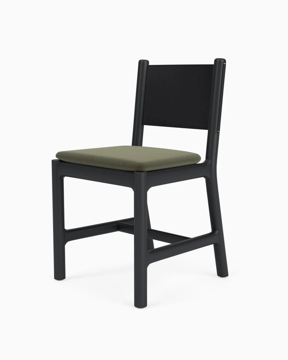 Balsam Velvet Seat / Black Leather Back / Ebony Oak Frame