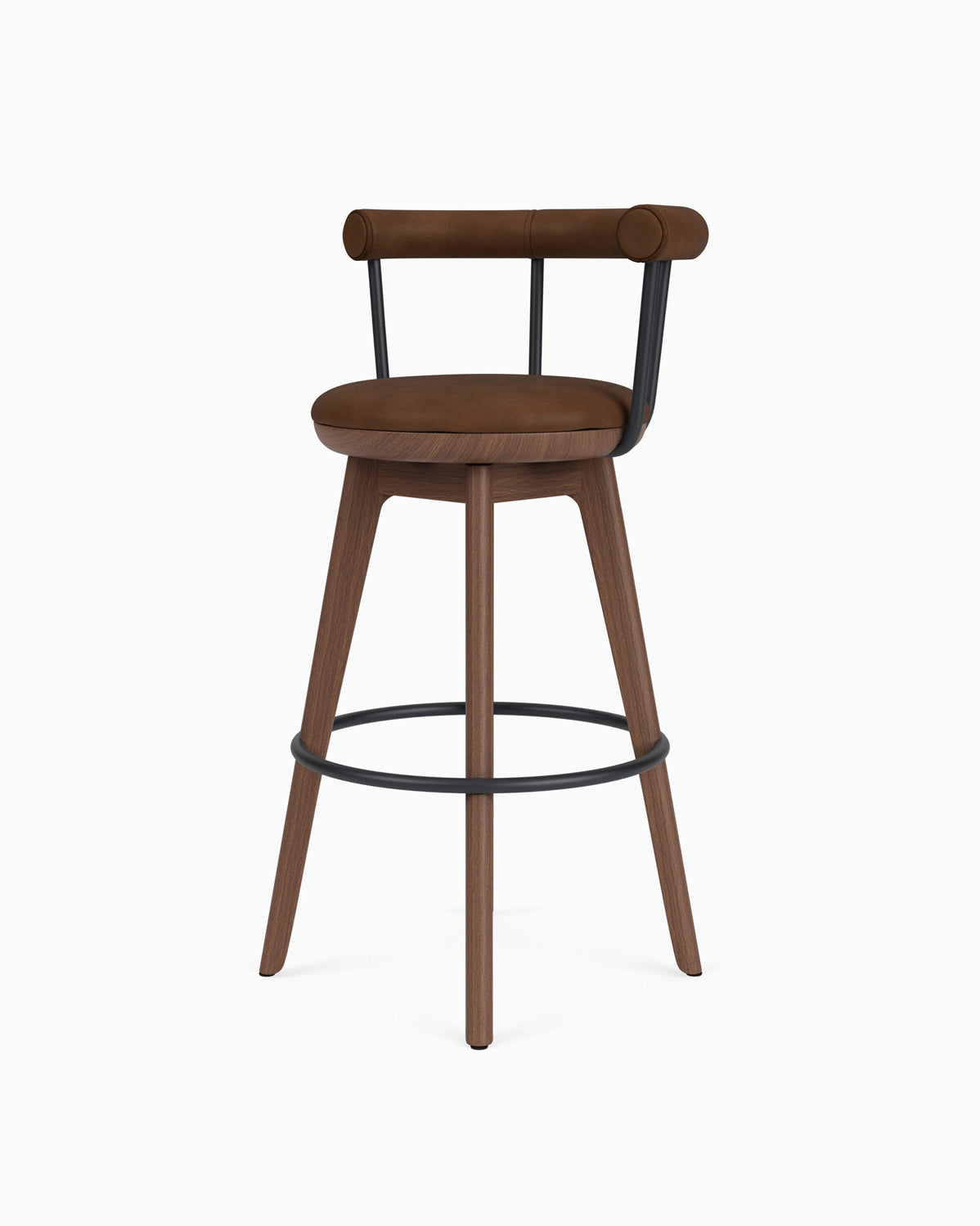 Chestnut Brown Leather / Walnut / Bar (31" Height)