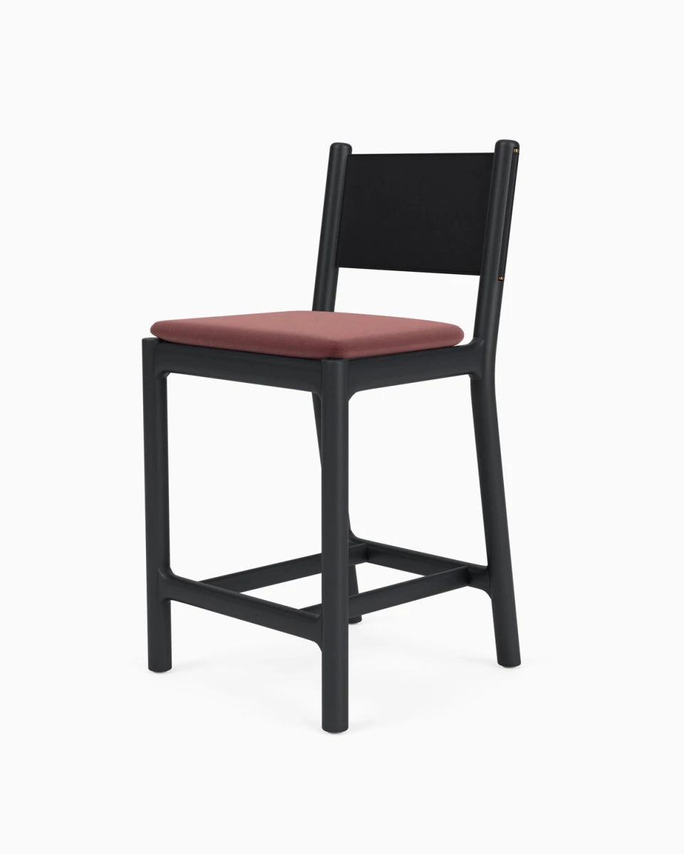 Cabernet Velvet Seat / Black Leather Back / Ebony Oak Frame / Counter (26" Height)