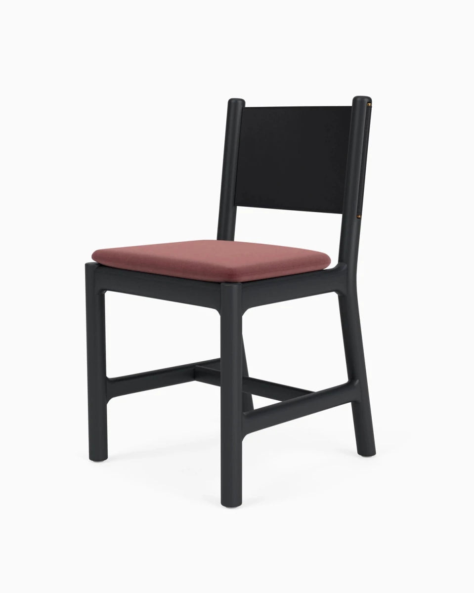 Cabernet Velvet Seat / Black Leather Back / Ebony Oak Frame