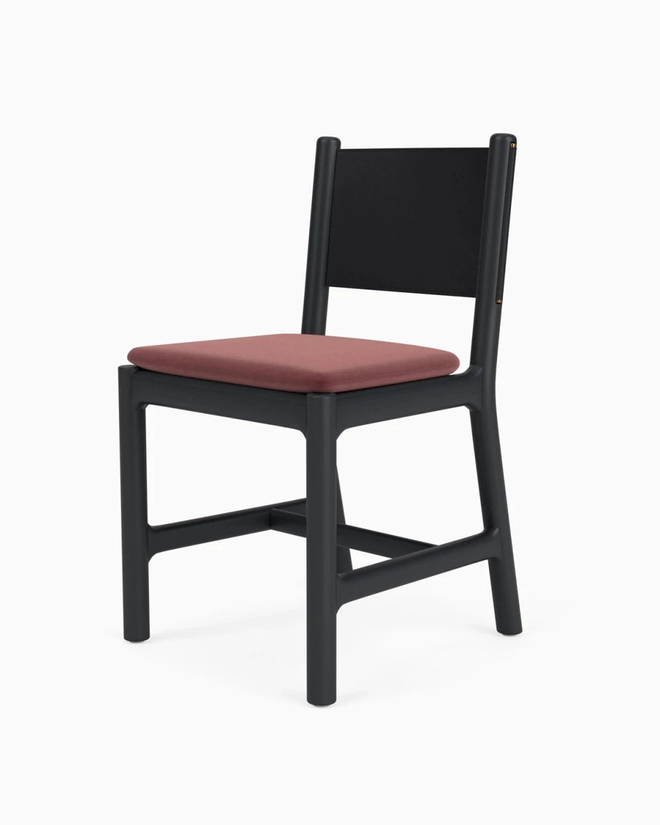 Cabernet Velvet Seat / Black Leather Back / Ebony Oak Frame