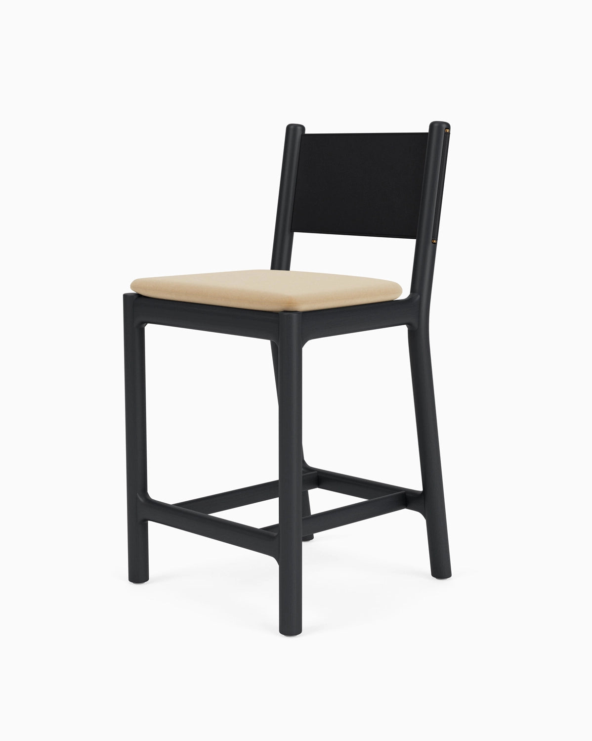 Caramel Velvet Seat / Black Leather Back / Ebony Oak Frame