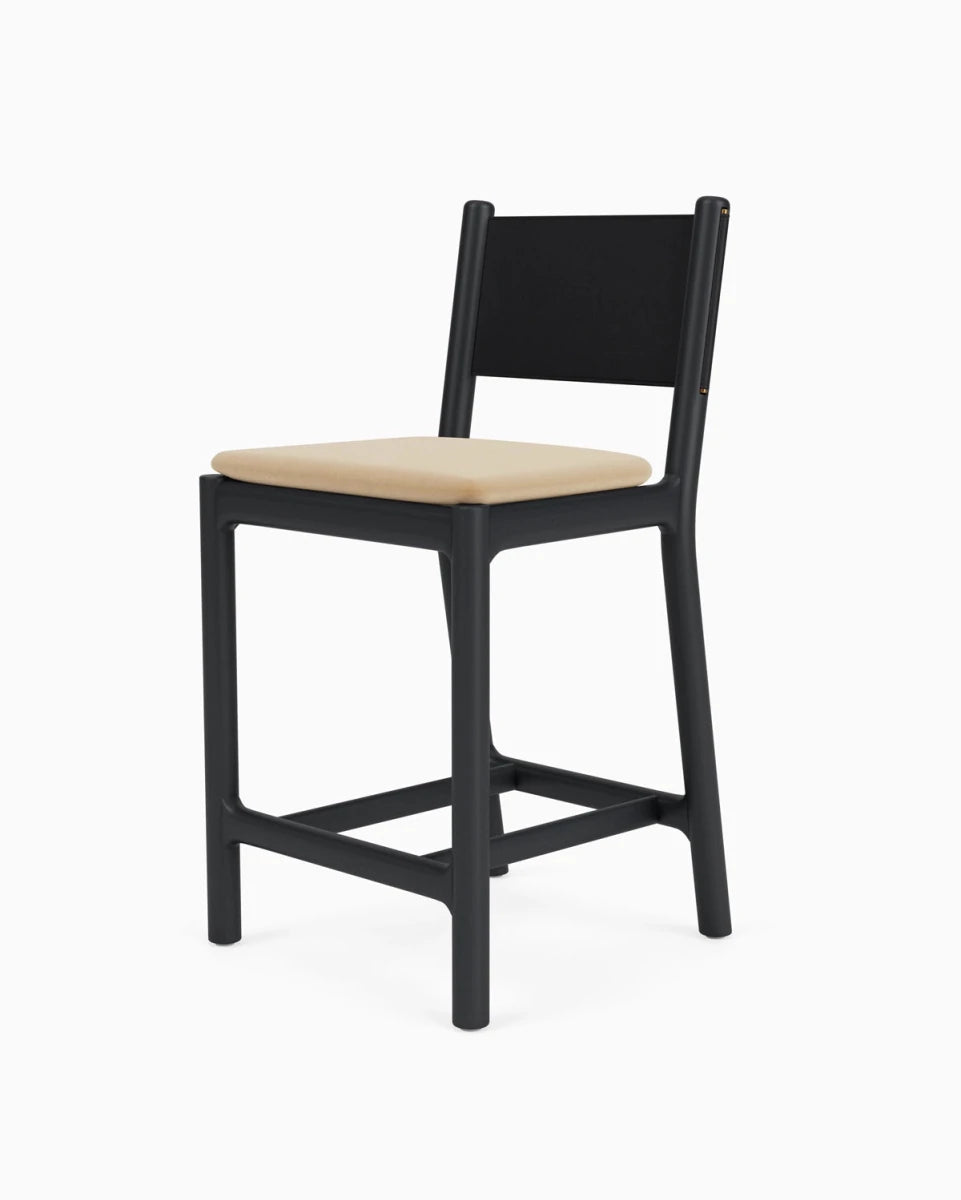Caramel Velvet Seat / Black Leather Back / Ebony Oak Frame / Counter (26" Height)