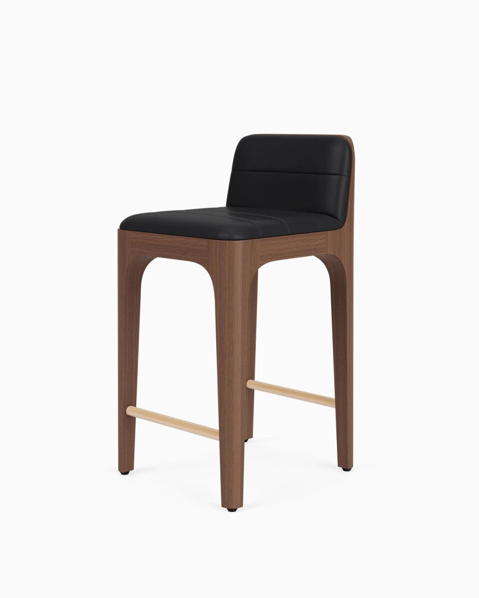 Black Leather Seat / Walnut Frame / Counter (27" Height)
