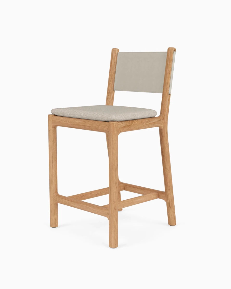 Latte Basketweave Seat / Pearl Leather Back / White Oak Frame / Counter (26" Height)