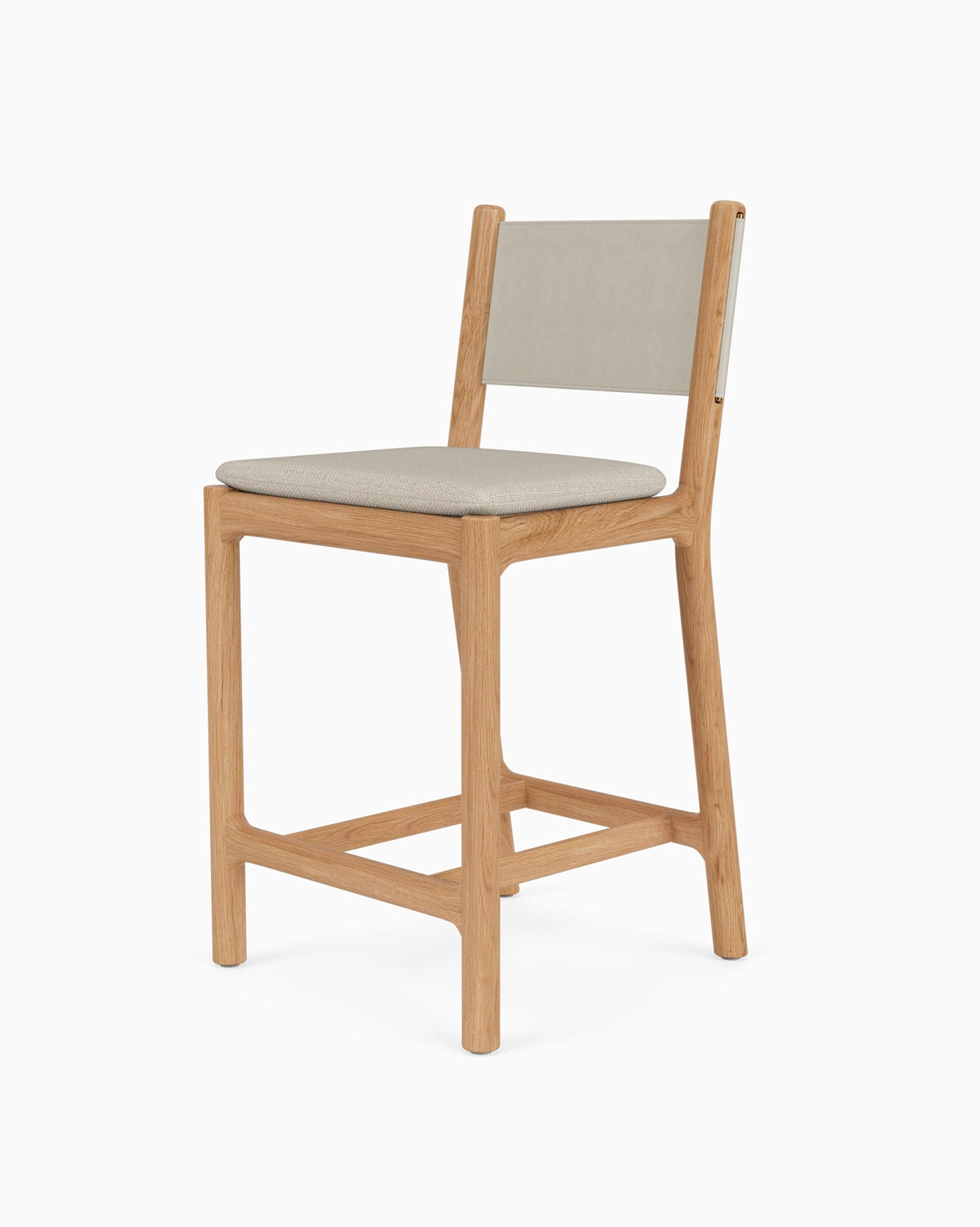 Latte Basketweave Seat / Pearl Leather Back / White Oak Frame