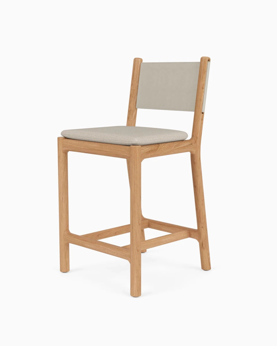 Latte Basketweave Seat / Pearl Leather Back / White Oak Frame / Counter (26" Height)
