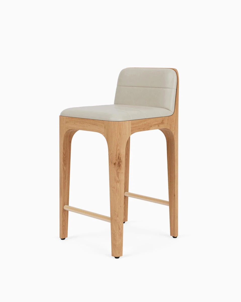 Pearl Leather Seat / White Oak Frame / Counter (27" Height)