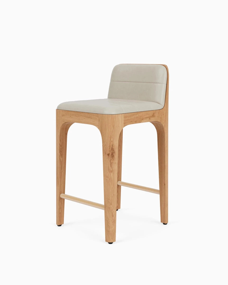 Pearl Leather Seat / White Oak Frame / Counter (27" Height)