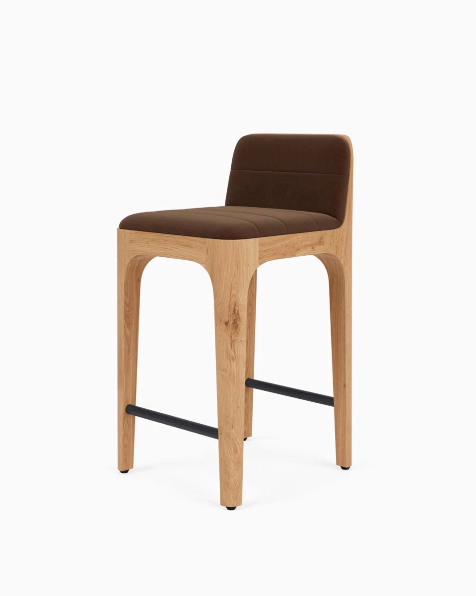 Cognac Velvet Seat / White Oak Frame / Counter (27" Height)