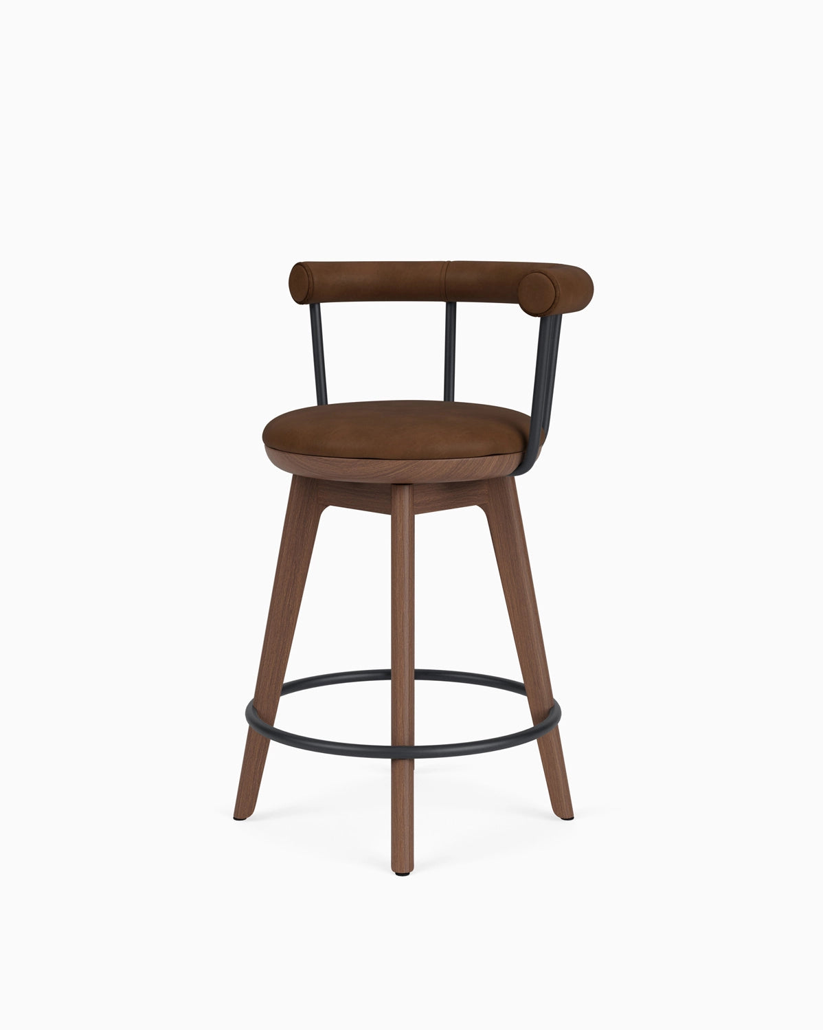 Chestnut Brown Leather / Walnut / Counter (25.5" Height)