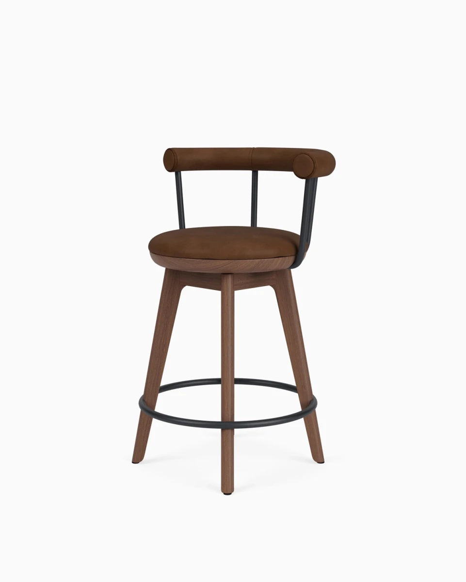 Chestnut Brown Leather / Walnut / Counter (25.5" Height)
