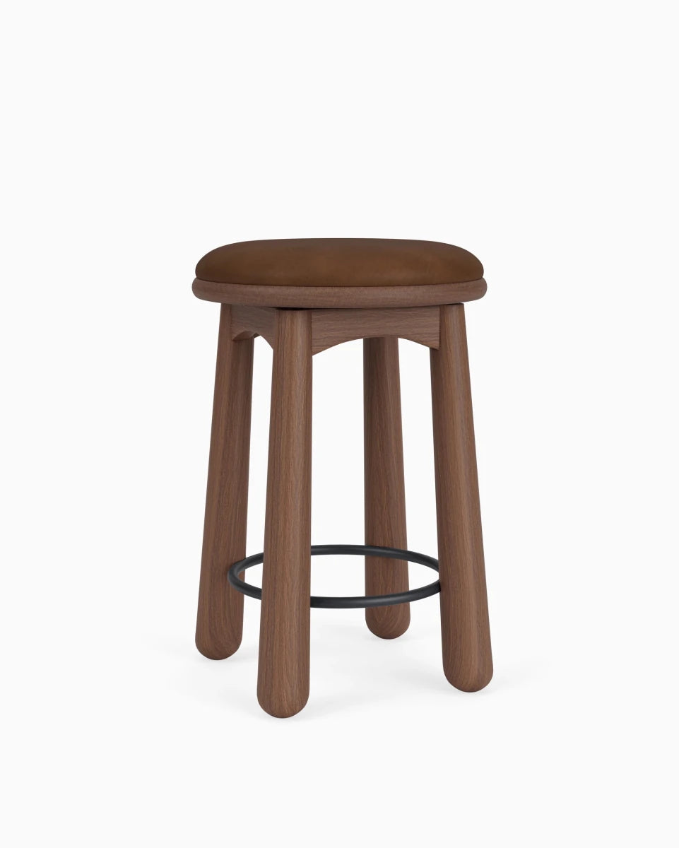Chestnut Brown Leather Seat / Walnut / Counter (24.5" Height)