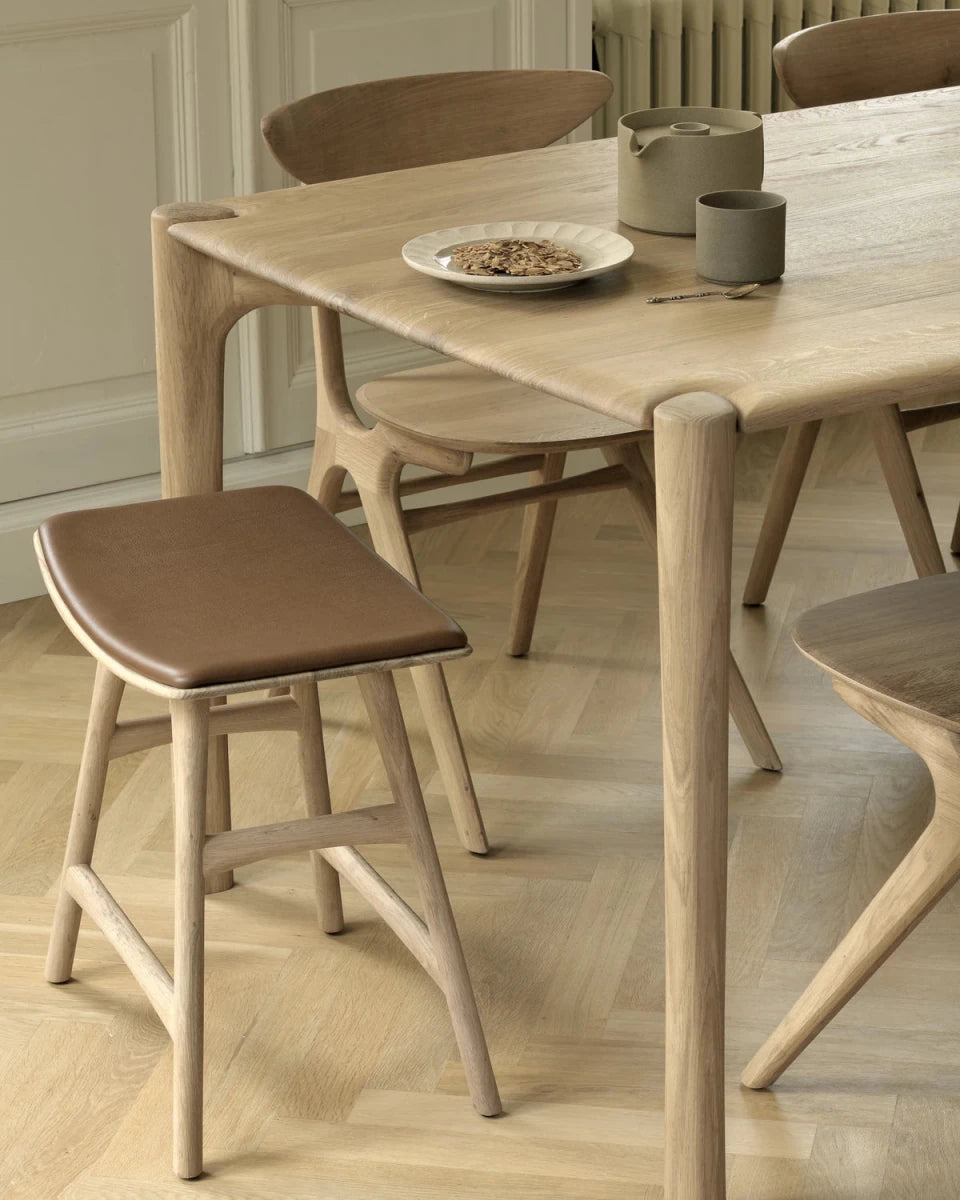 Natural Oak / Cognac Leather / Dining Height (19" Height)