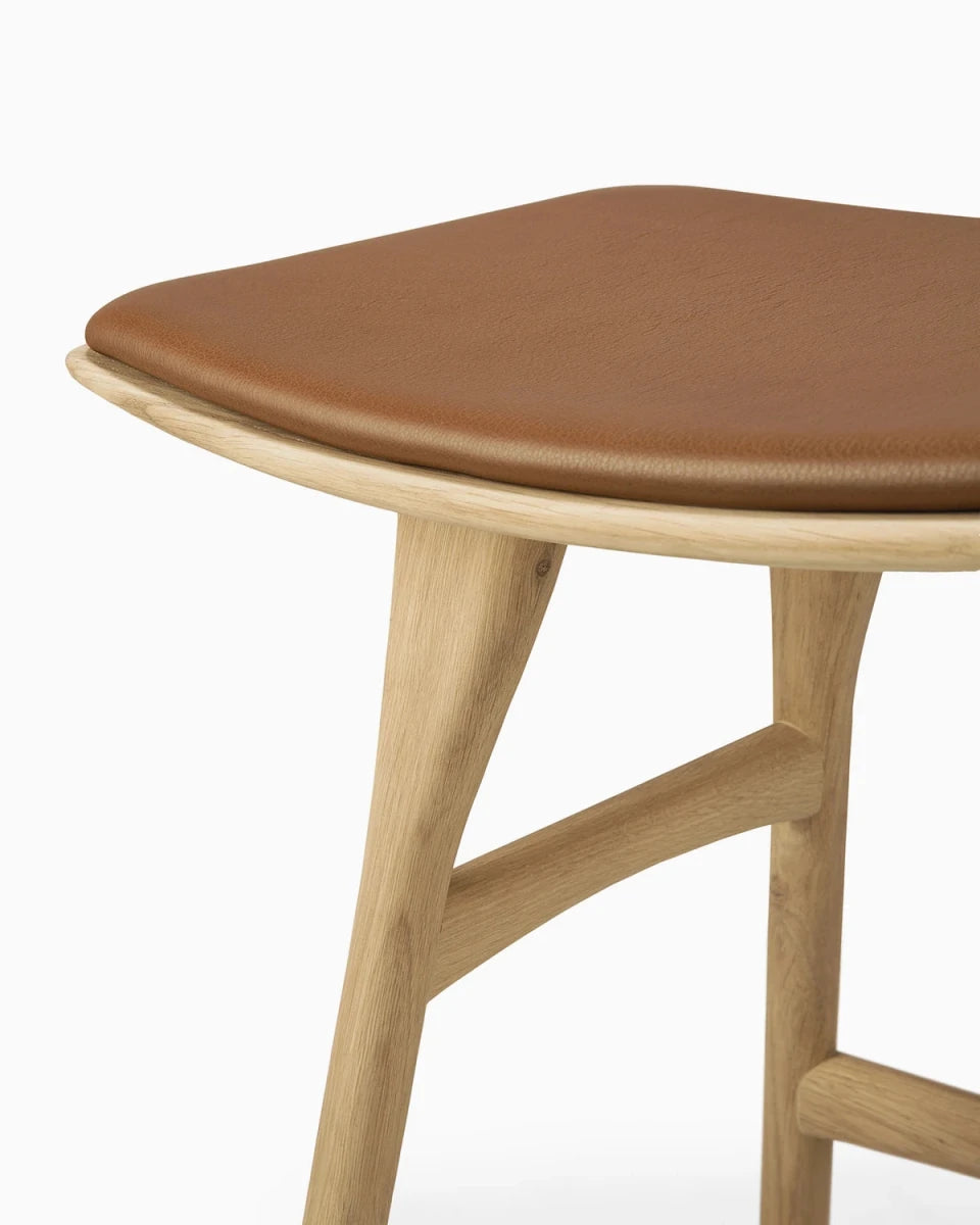 Natural Oak / Cognac Leather / Dining Height (19" Height)
