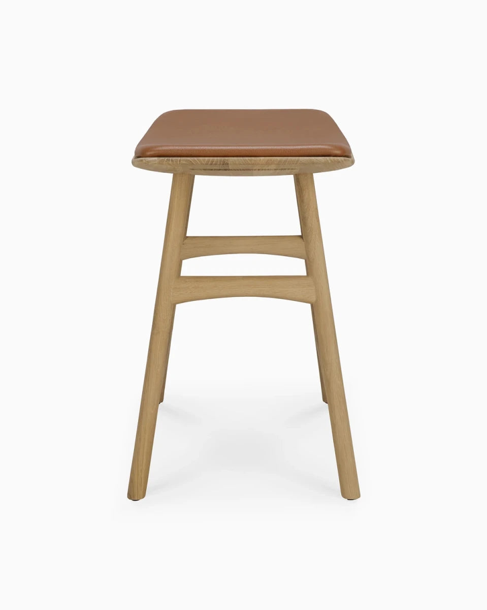 Natural Oak / Cognac Leather / Dining Height (19" Height)