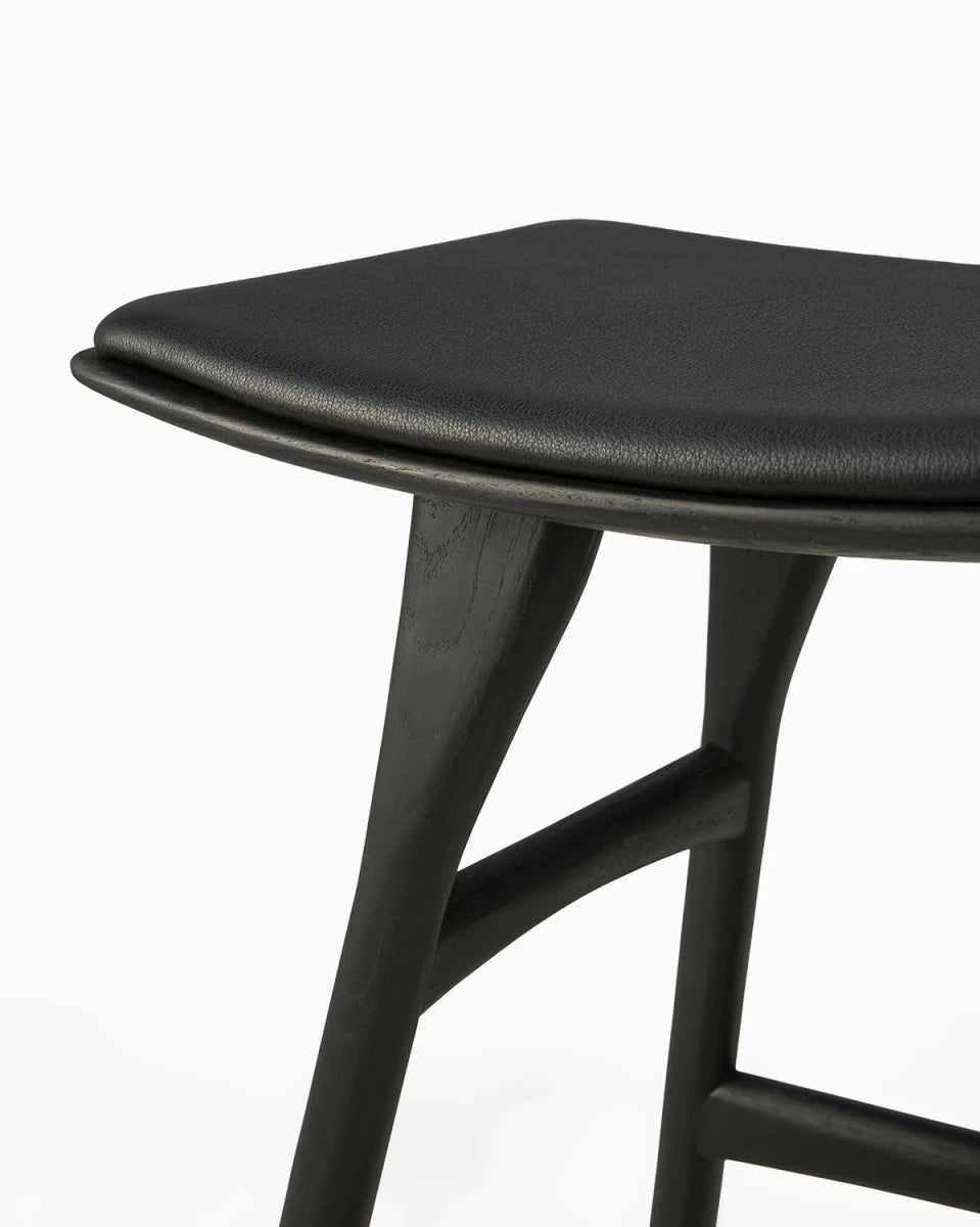 Black Oak / Black Leather / Dining Height (19" Height)