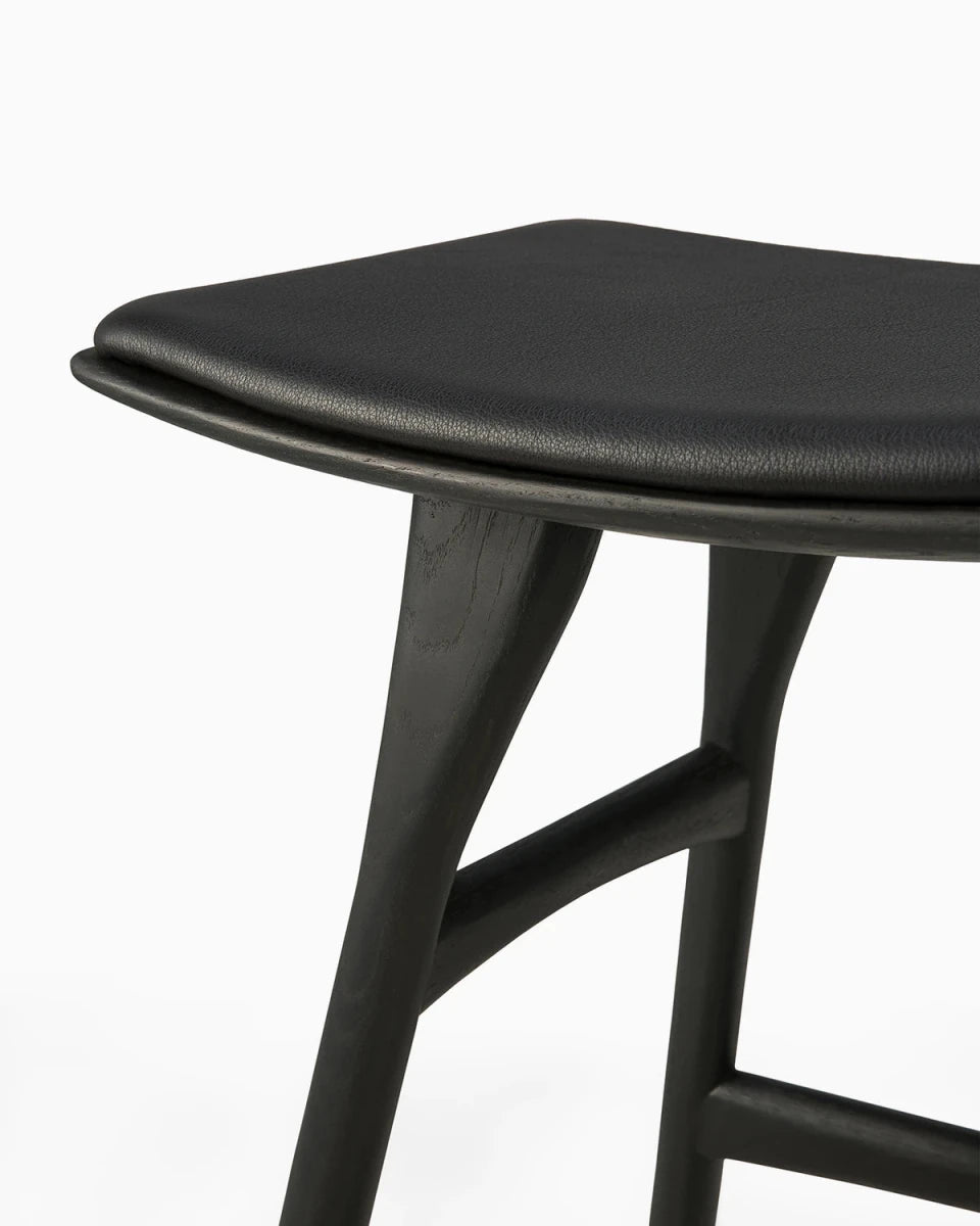 Black Oak / Black Leather / Dining Height (19" Height)