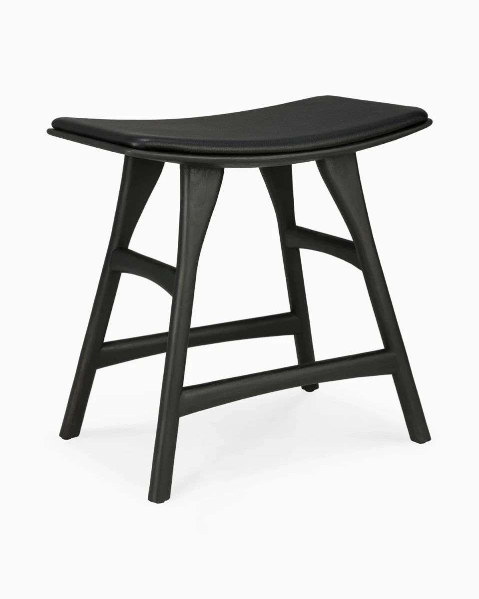 Black Oak / Black Leather / Dining Height (19" Height)