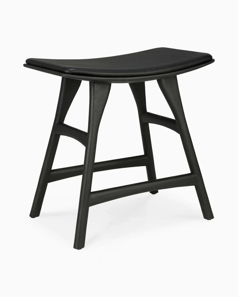 Black Oak / Black Leather / Dining Height (19" Height)
