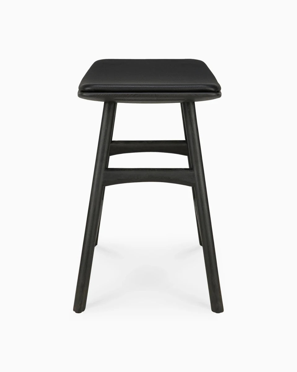 Black Oak / Black Leather / Dining Height (19" Height)