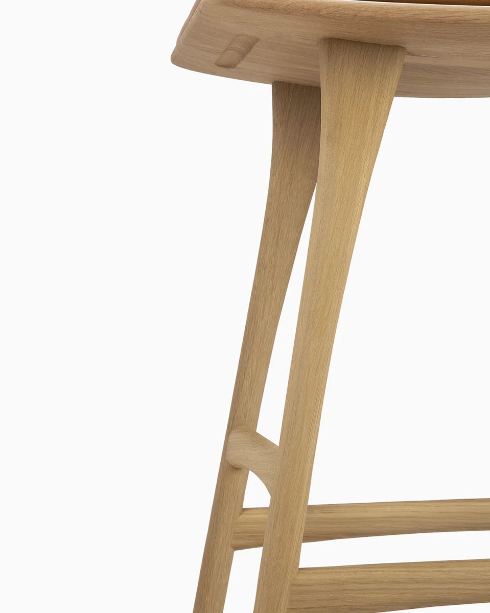 Natural Oak / Cognac Leather / Counter Height (26")