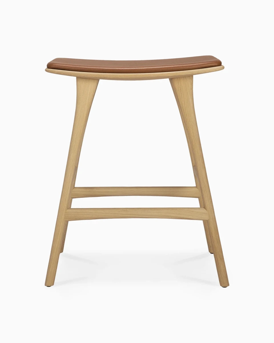 Natural Oak / Cognac Leather / Counter Height (26")