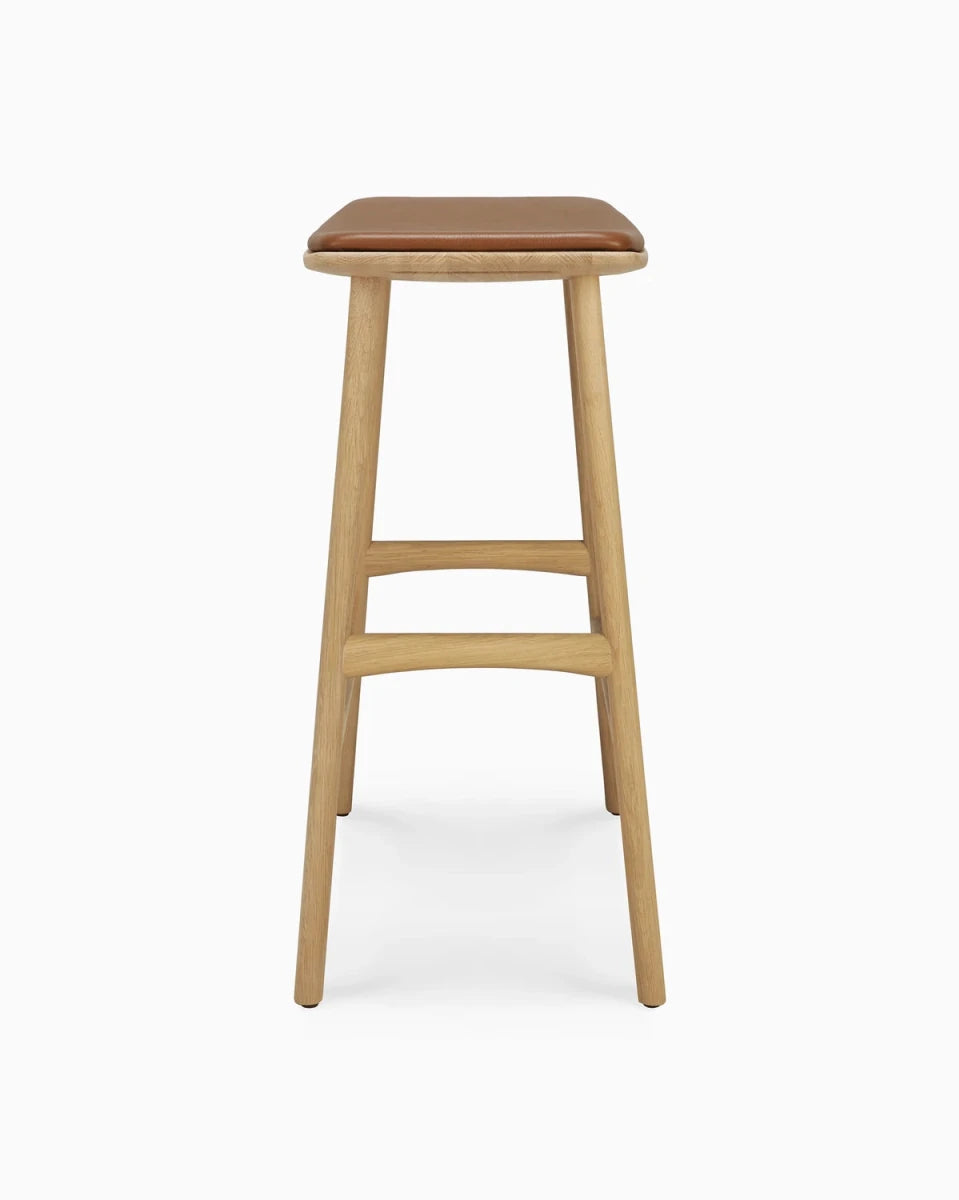 Natural Oak / Cognac Leather / Counter Height (26")
