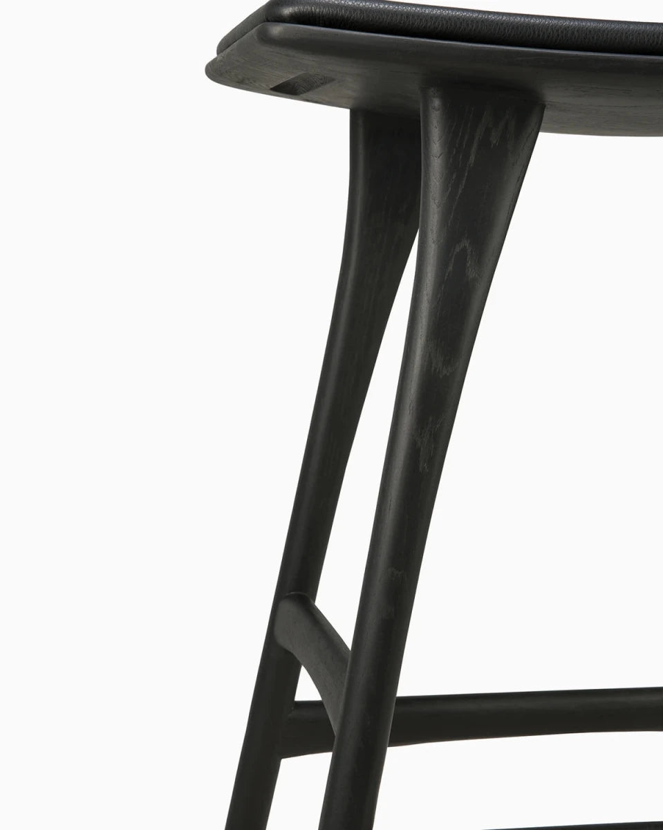 Black Oak / Black Leather / Counter Height (26")