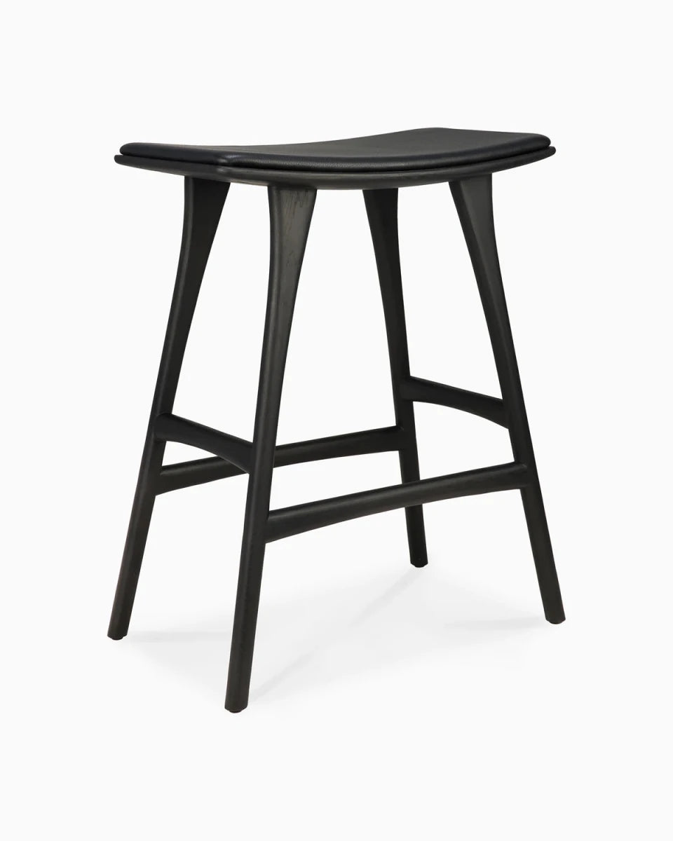 Black Oak / Black Leather / Counter Height (26")