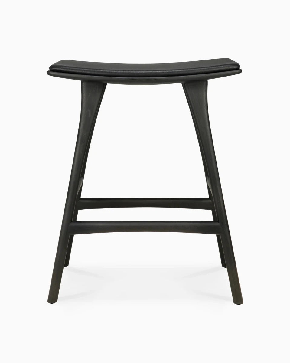 Black Oak / Black Leather / Counter Height (26")