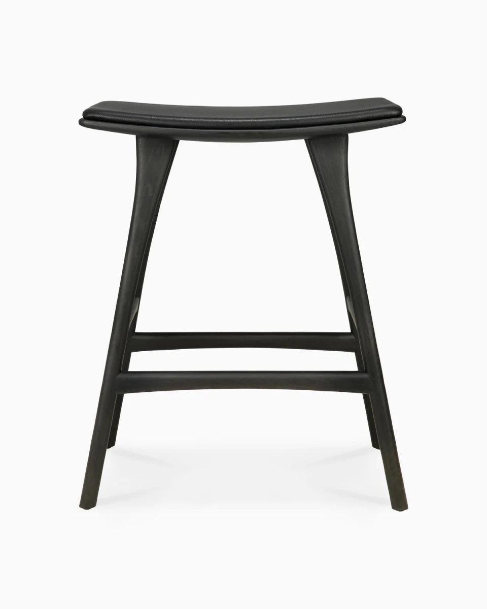Black Oak / Black Leather / Counter Height (26")