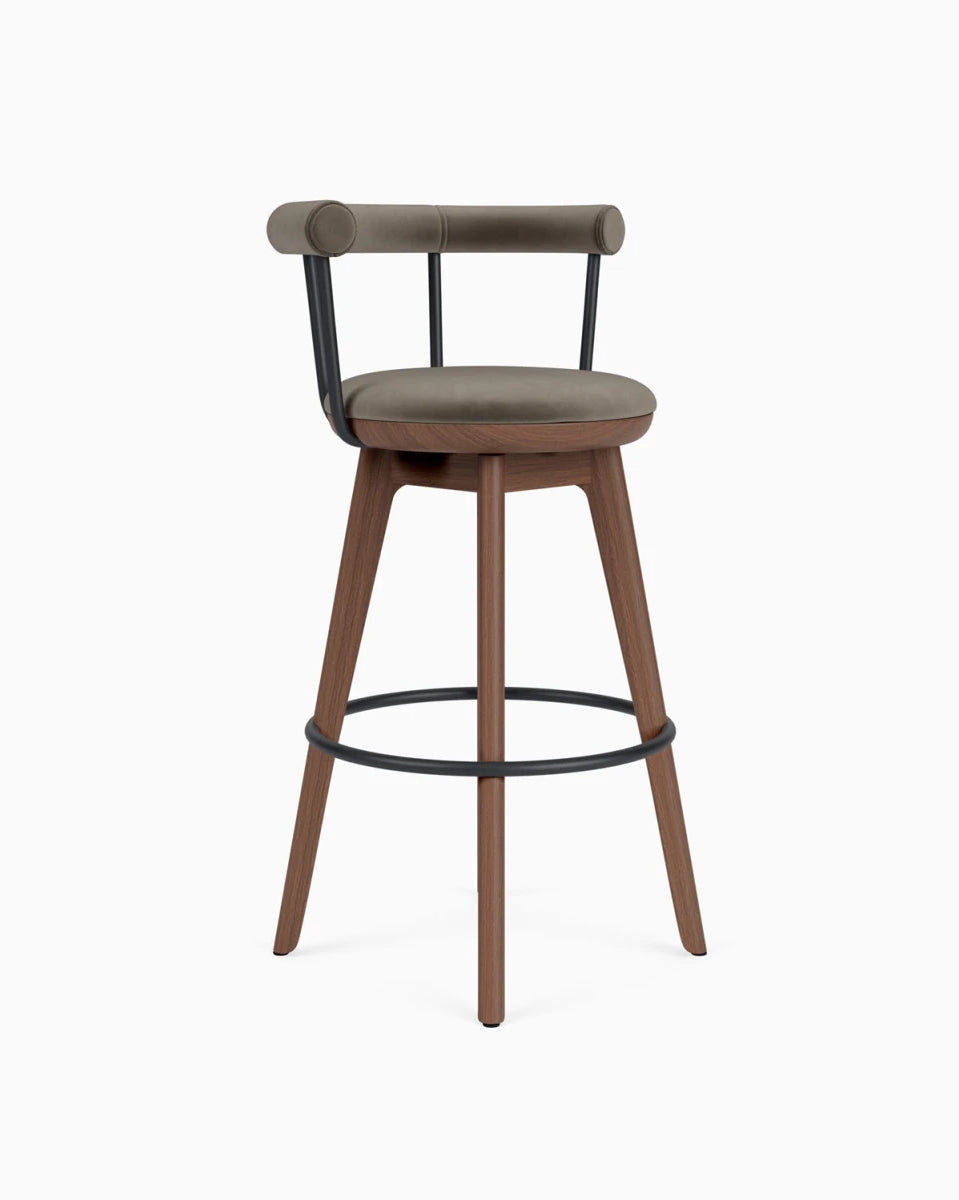 Mushroom Velvet / Walnut / Bar (31" Height)
