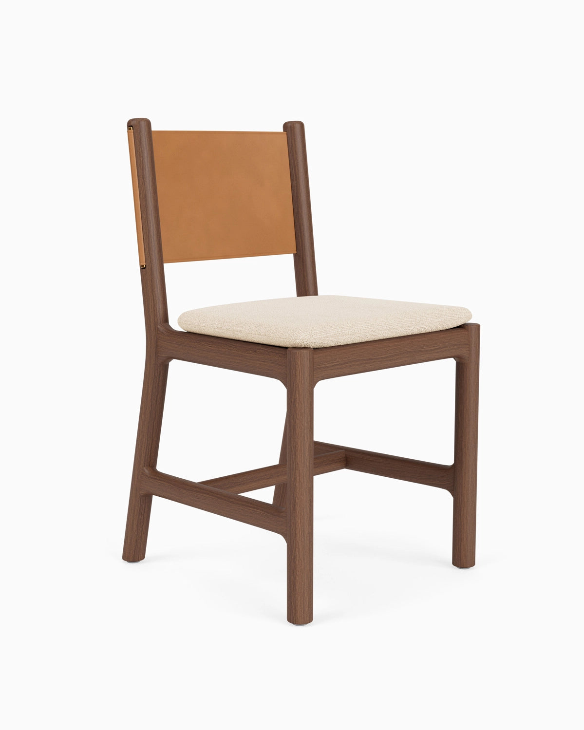 Oat Woven Seat / Saddle Leather Back / Walnut Frame