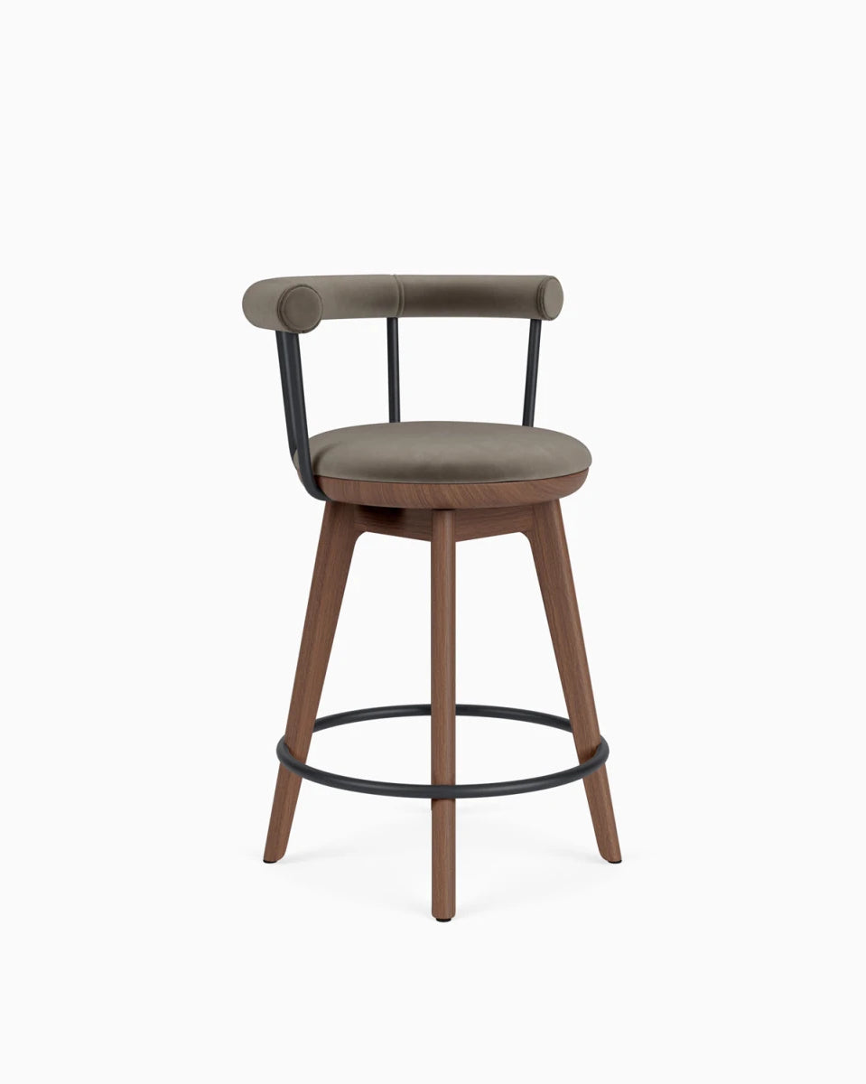 Mushroom Velvet / Walnut / Counter (25.5" Height)