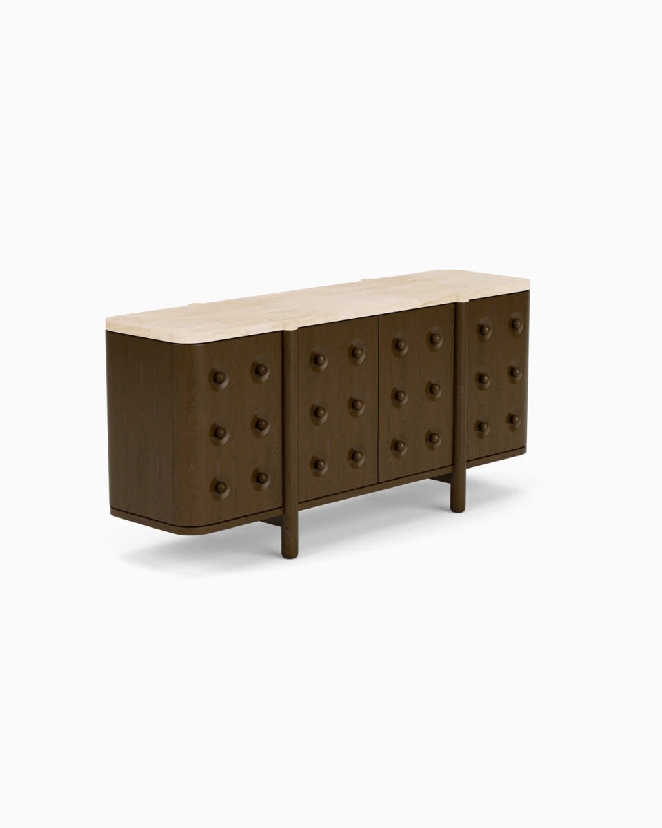 Espresso Oak / Travertine Top / 68"