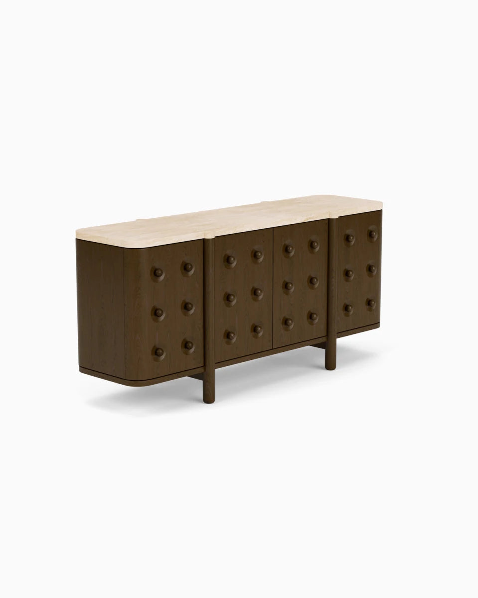 Espresso Oak / Travertine Top / 68"