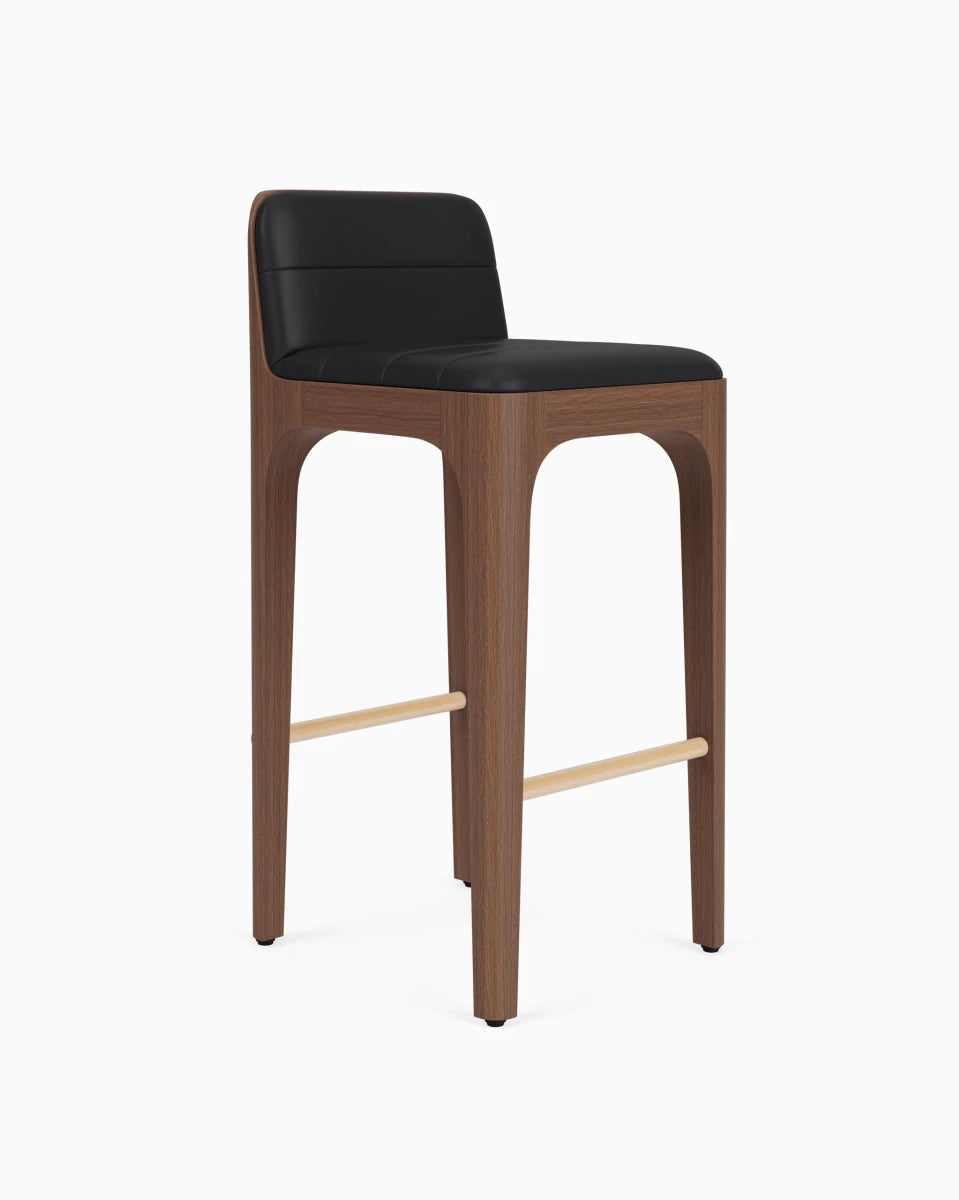 Black Leather Seat / Walnut Frame / Bar (30.5" Height)