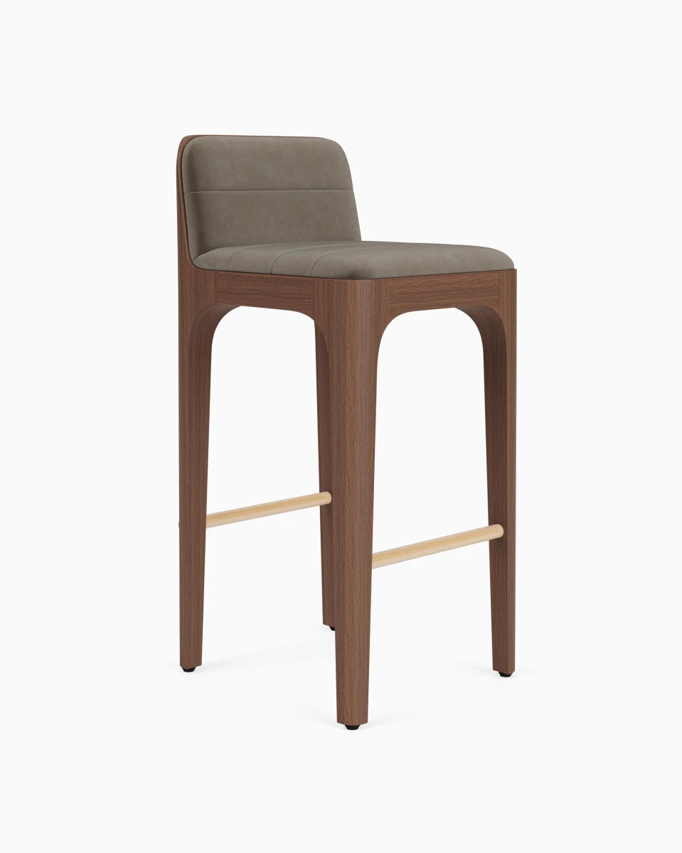 Mushroom Velvet Seat / Walnut Frame / Bar (30.5" Height)