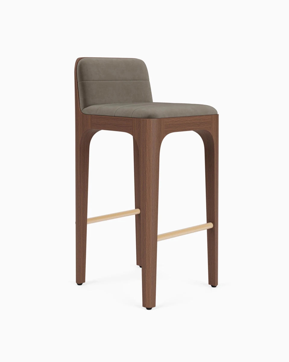 Mushroom Velvet Seat / Walnut Frame / Bar (30.5" Height)