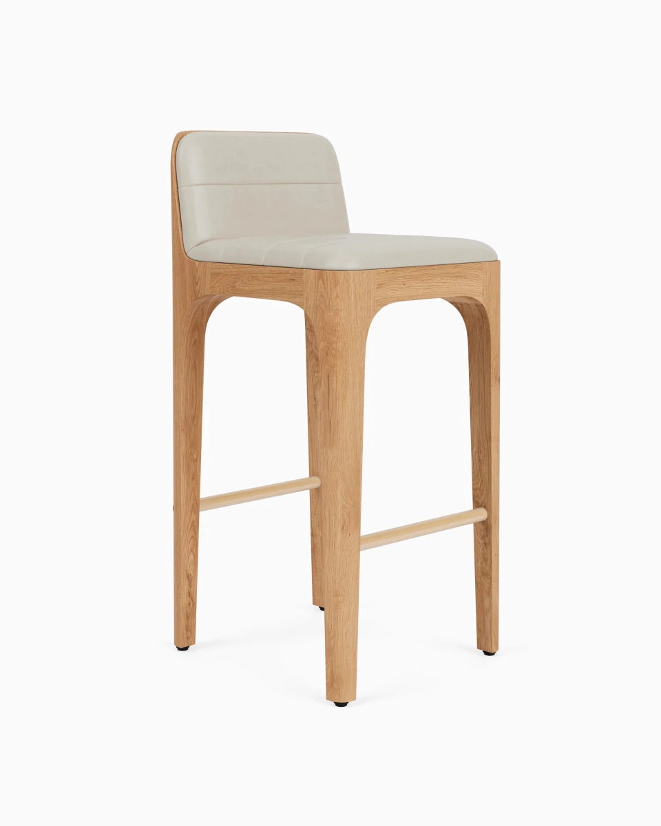 Pearl Leather Seat / White Oak Frame / Bar (30.5" Height)