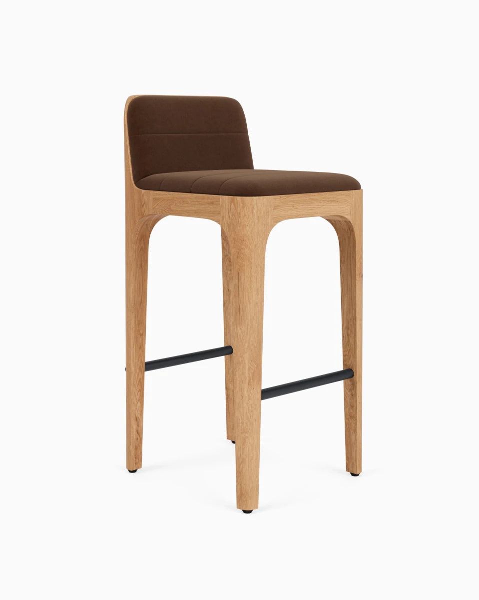 Cognac Velvet Seat / White Oak Frame / Bar (30.5" Height)